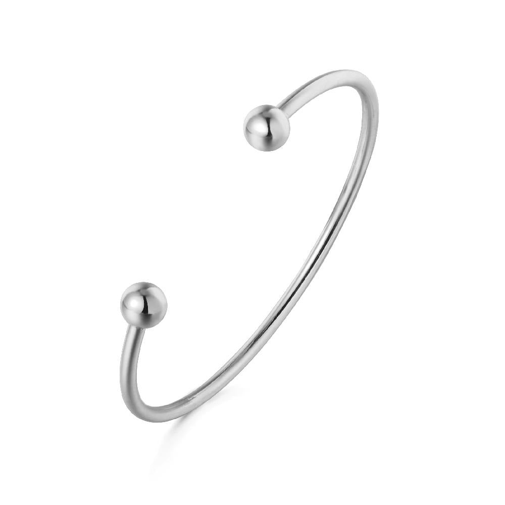 Oval with Ball on End Stainless Steel Hypoallergenic Bangle Philippines | Silverworks