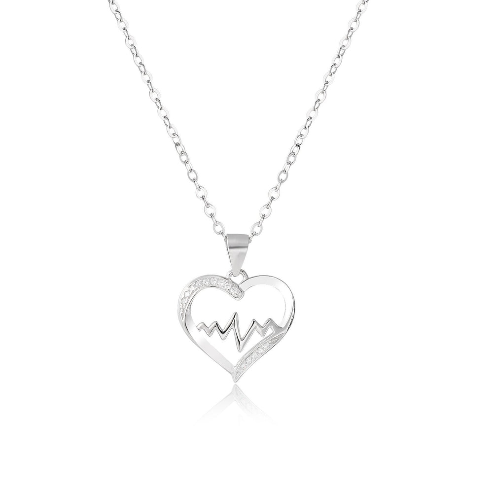 
                
                    Load image into Gallery viewer, Open Heart with Pulse 925 Sterling Silver Necklace Philippines | Silverworks
                
            