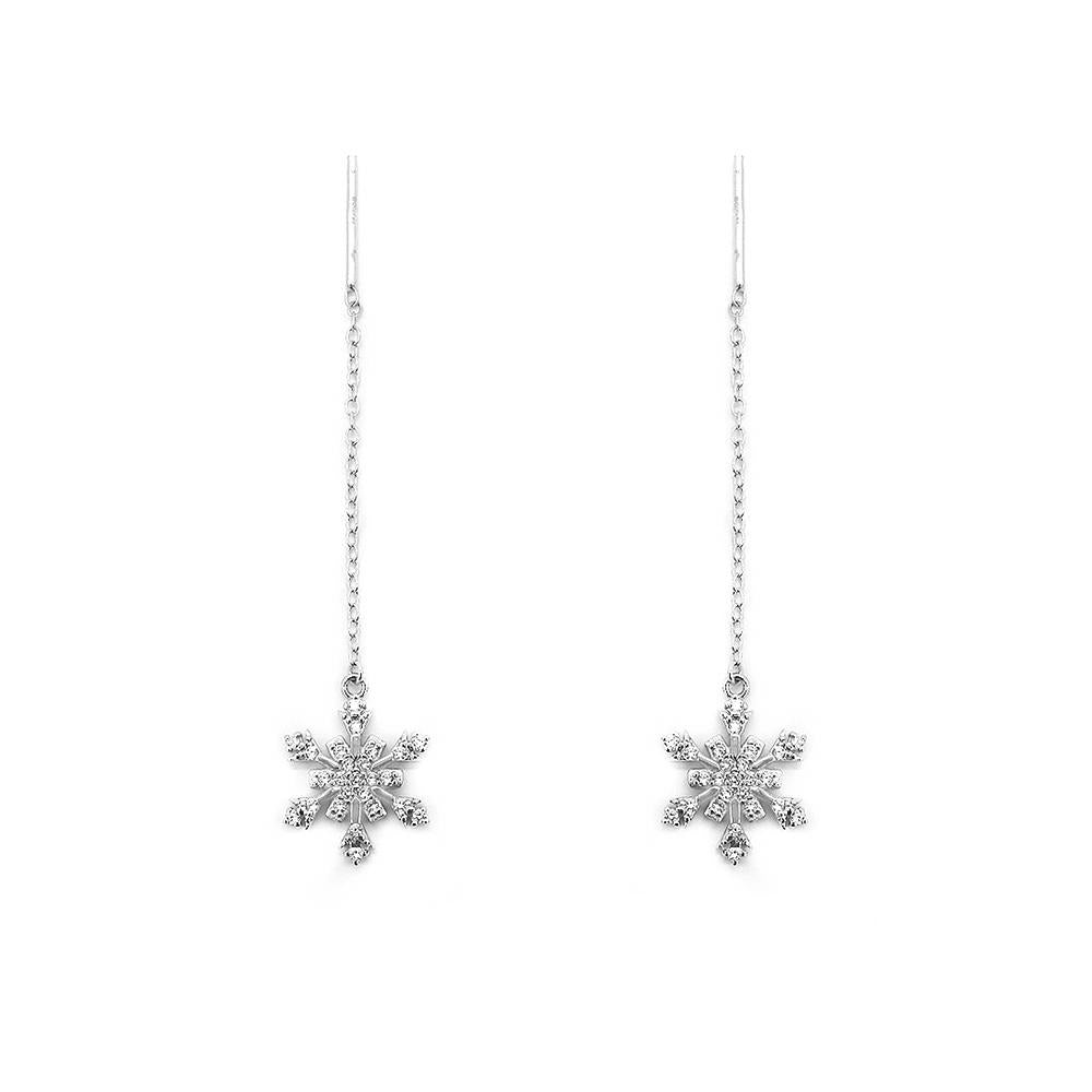 Stellar Snowflakes 925 Sterling Silver Dangling Earrings | SilverWorks