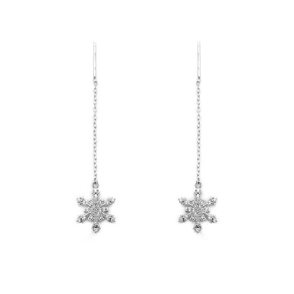 
                
                    Load image into Gallery viewer, Stellar Snowflakes Threaded 925 Sterling Silver Earrings Philippines | Silverworks
                
            
