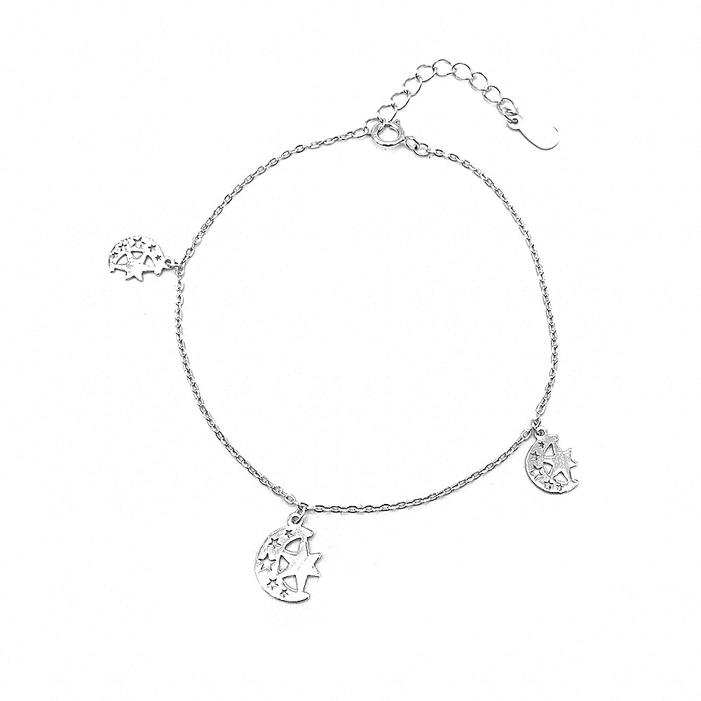 Sidney Moon & Star 925 Sterling Silver Charm Bracelet  | SilverWorks