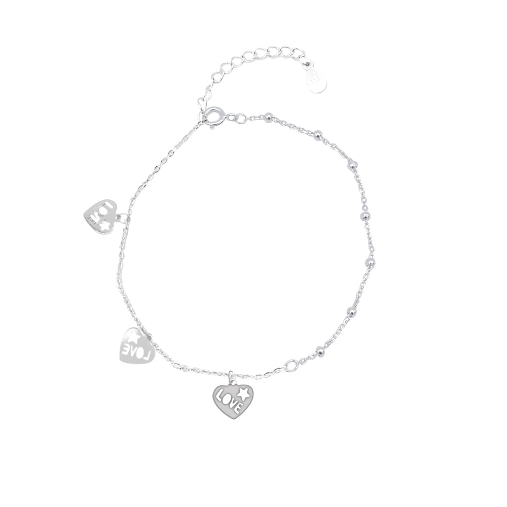 Shea Heart "Love" 925 Sterling Silver Charm Bracelet | SilverWorks