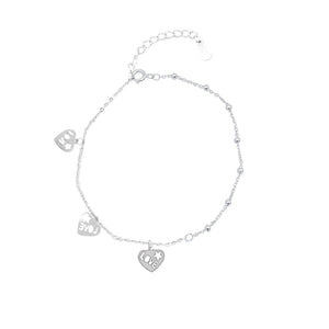 Silverworks Dangling Heart with Cut-Out LOVE in Rolo Chain Bracelet B5308