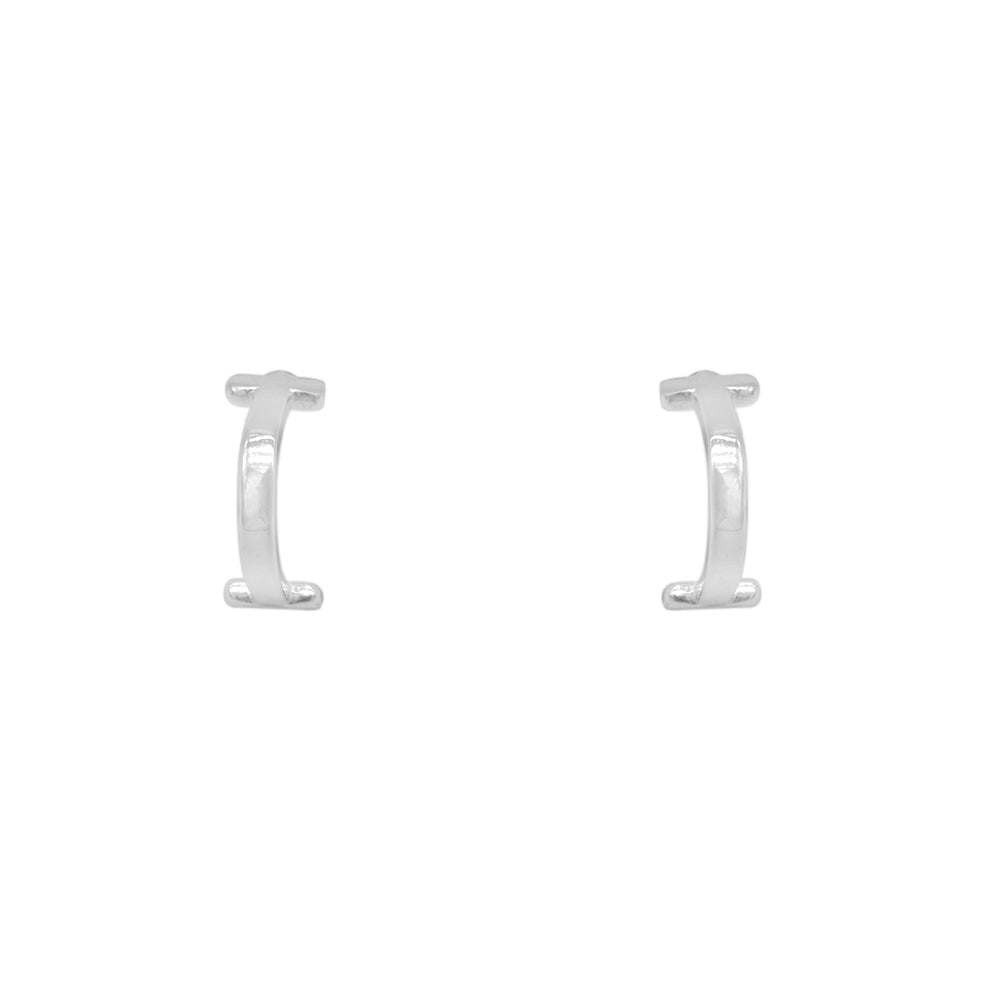 Marceline Half Hoop  925 Sterling Silver Stud Earrings | SilverWorks