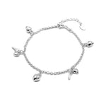 Celine Dangling Puff Heart and Key Charm Silver Bracelet