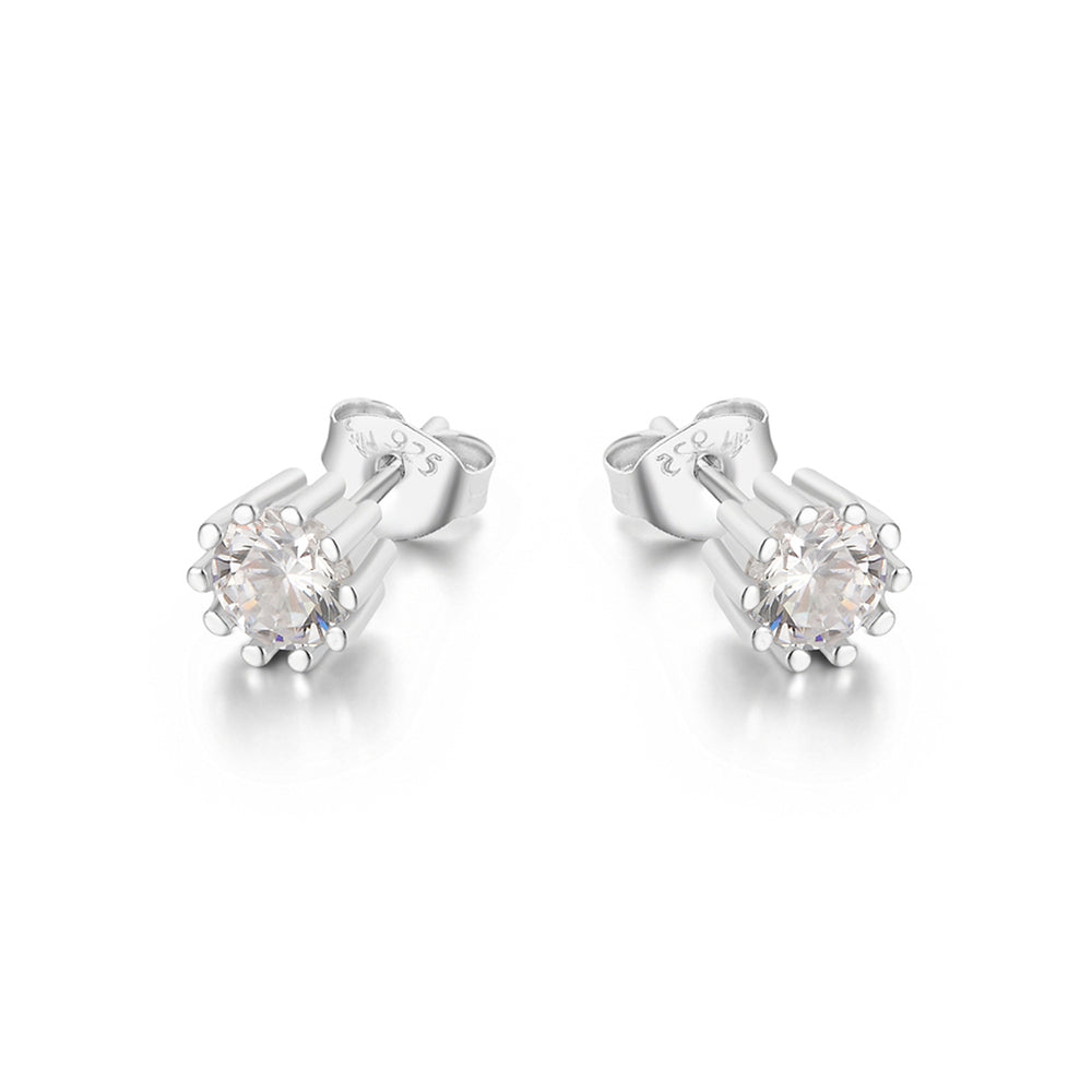 Marina Round with Prong 925 Sterling Silver Earrings Philippines | Silverworks