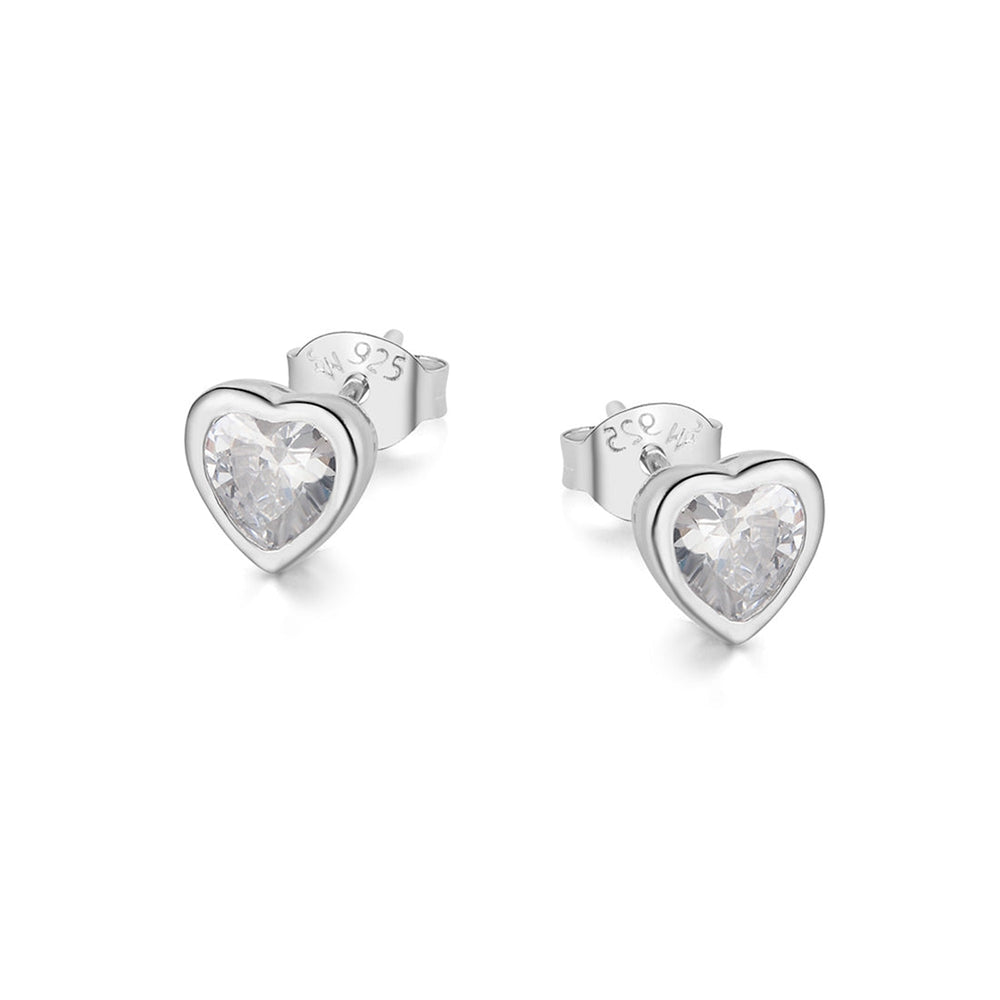 Kinley Heart 925 Sterling Silver Stud Earrings | SilverWorks