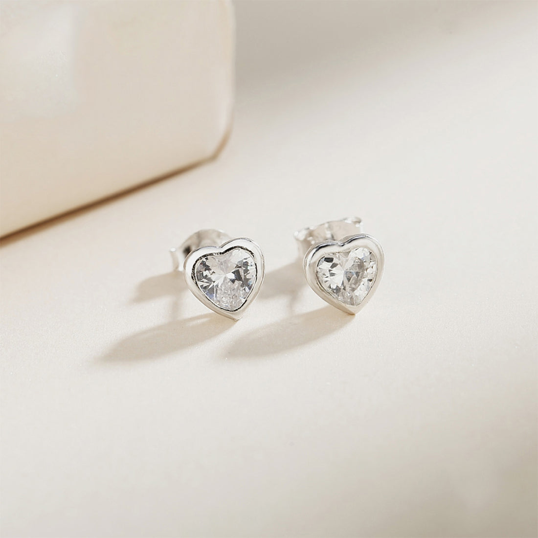 Kinley Heart 925 Sterling Silver Stud Earrings | SilverWorks