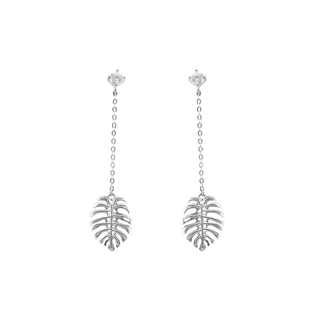 Monstera Leaf Drop Earrings with Cubic Zirconia- Plantita & Plantito Collection