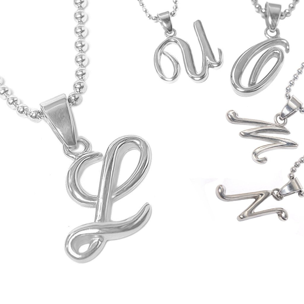 Lumi Letter Pendant Stainless Steel Pendant Necklace | SilverWorks