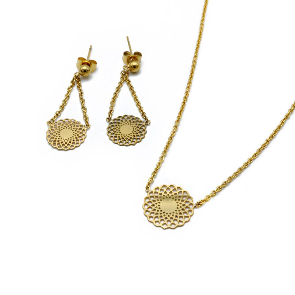 Round Spiral Earrings and Necklace Set