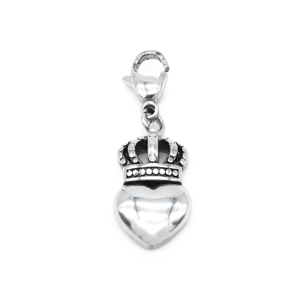 Heart with Crown Stainless Steel Hypoallergenic Charm Philippines | Silverworks