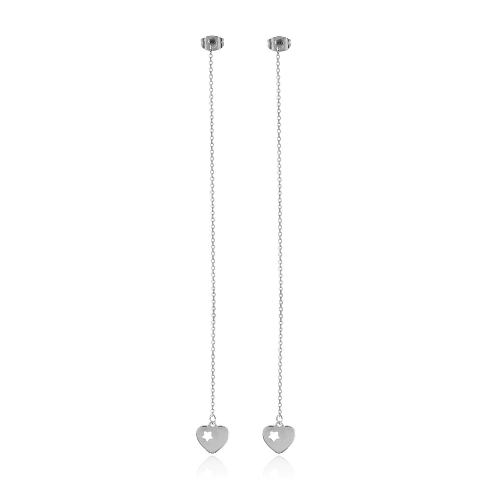 Korean-Style Heart with Cut-Out Star Stainless Steel Hypoallergenic Drop Earrings Philippines | Silverworks
