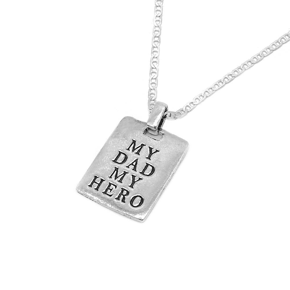 Bruce "My Dad, My Hero" 925 Sterling Silver Pendant Necklace | SilverWorks