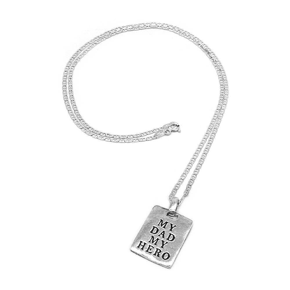 Bruce "My Dad, My Hero" 925 Sterling Silver Pendant Necklace | SilverWorks
