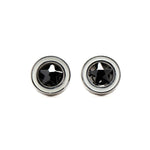 Steel Fake Tunnel Earrings with Black Star Cubic Zirconia
