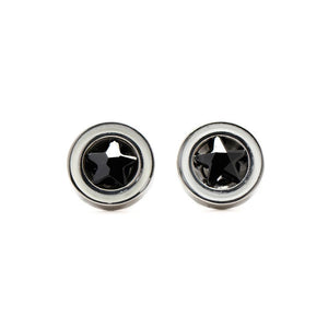 Steel with Black Star Cubic Zirconia Stainless Steel Hypoallergenic Faux Tunnel Earrings Philippines | Silverworks