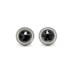 Black Star Cubic Zirconia in White Rim Fake Tunnel Earrings