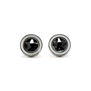  Stainless Steel Hypoallergenic Black Star Cubic Zirconia in White Rim Faux Tunnel Earrings Philippines | Silverworks