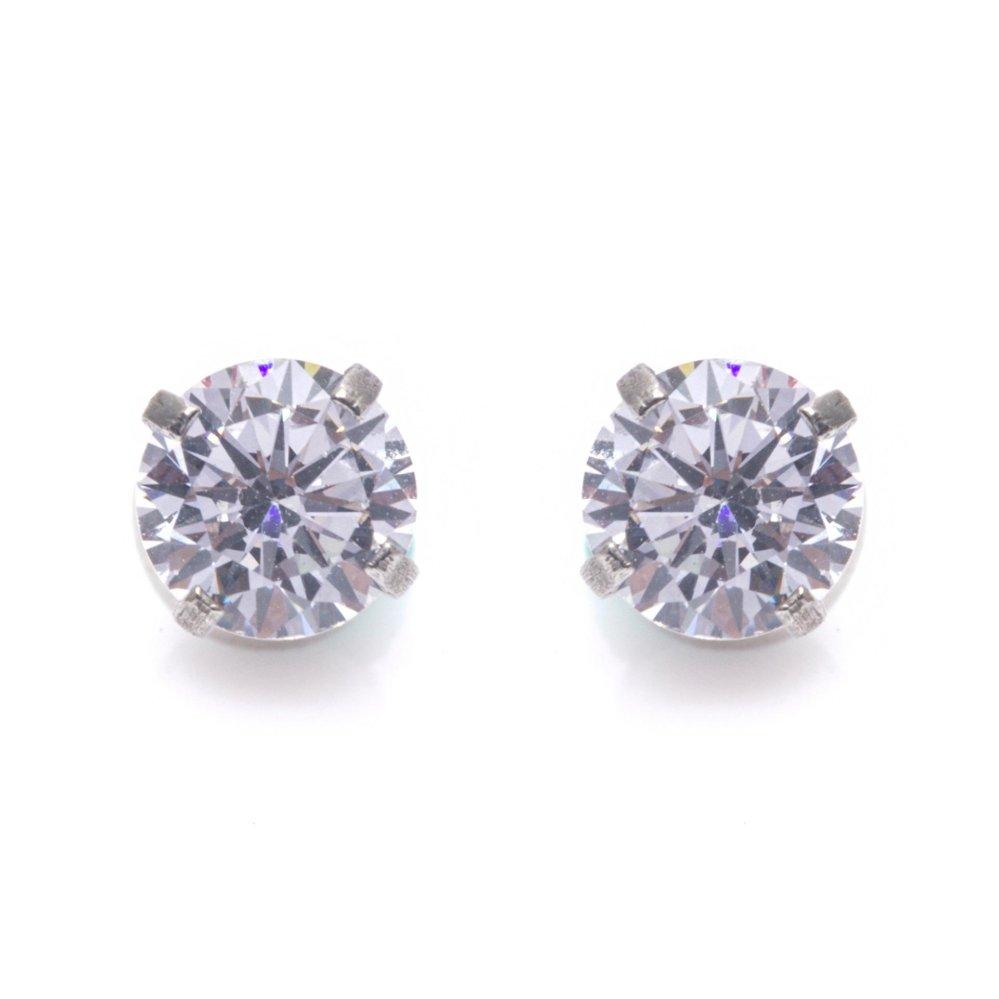 4-Prong Cubic Zirconia Fake Tunnel Earrings