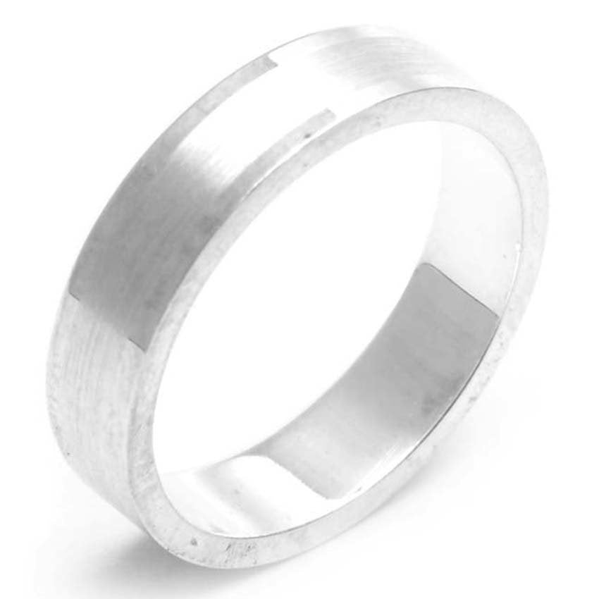 
                
                    Load image into Gallery viewer, Sanblasted Silver Couple Ring -R43239
                
            