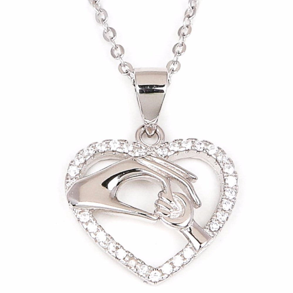 Mother&Child in Open Heart Charm Necklace